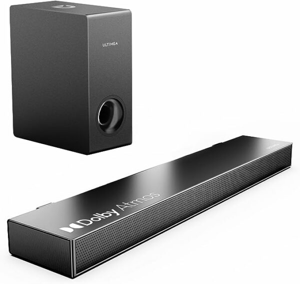 ULTIMEA Dolby Atmos Sound Bar for TV, 190W Peak Power, 3D Surround Sound System for TV Speakers, 2.1 Soundbar with Subwoofer, Home Theater Audio Sound Bar, Bass Boost, Ultra-Slim Series Nova S50, 2023