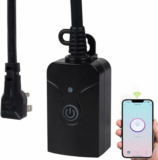 Outdoor Smart WiFi Plug Outlet, HBN Heavy Duty Wi-Fi Timer with One Grounded Outlet, Wireless Remote Control by App Compatible with Alexa and Google Home Assistant 2.4 GHz only, ETL Listed
