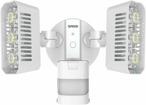 SANSI LED Security Lights, 27W (200W Incandescent Equiv) Motion Sensor Lights, 2700lm 5000K Daylight IP65 Waterproof Outdoor Floodlights with Adjustable 2-Head, White