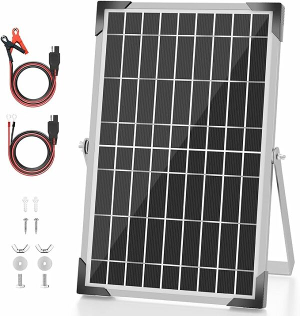 Voltset 10W 12V Solar Panel Kit, Solar Battery Trickle Charger Maintainer + Upgrade 10A MPPT Charge Controller + Adjustable Mount Bracket for Car, RV, Boat, Motorcycle, Gate Opener