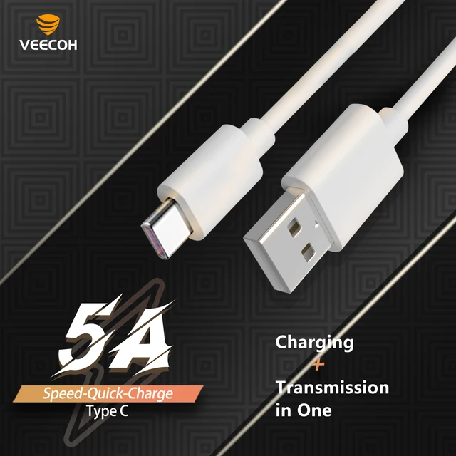 VEECOH USB Type C Cable 5A 100W PD3.0 Fast Charging Data Transfer Accessories for Samsung S20 iPad Tablet MacBook Pro